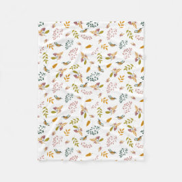 Farbenfrohe Vögel auf blumengeschmücktem Hintergru Fleecedecke