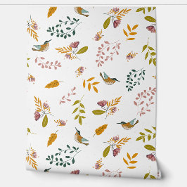 Farbenfrohe Vögel auf blumengeschmücktem Hintergru Tapete