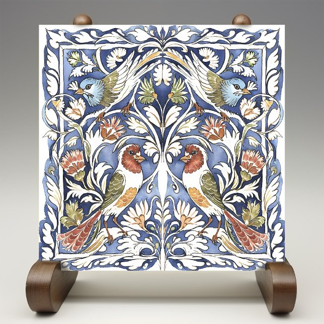 Farbenfrohe Vögel & Blume Kunsthandwerk Fliese (Von Creator hochgeladen)