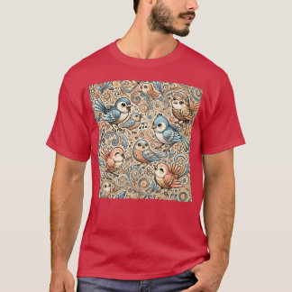 Farbenfrohe Vögel farbige Blume Blauvögel T-Shirt