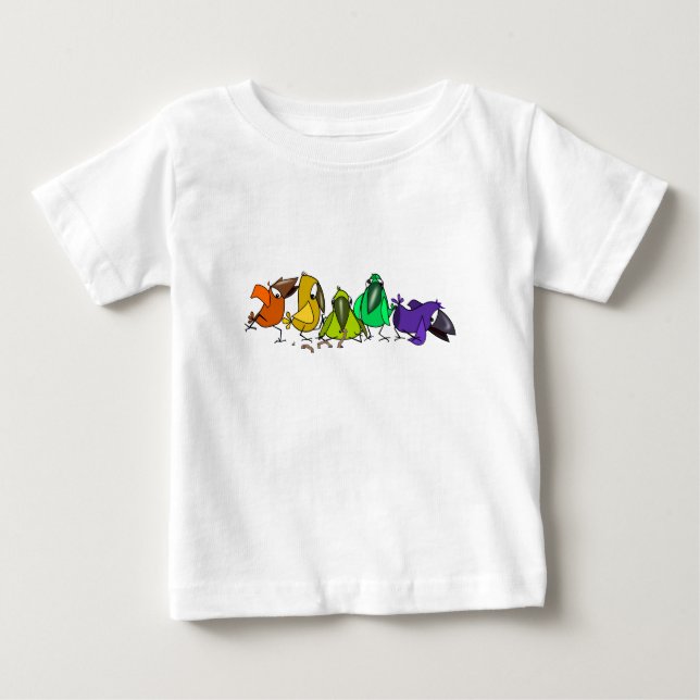 Farbenfrohe Vögel Funny Baby T - Shirt (Vorderseite)