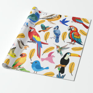 Farbenfrohe Vögel Geschenkpapier