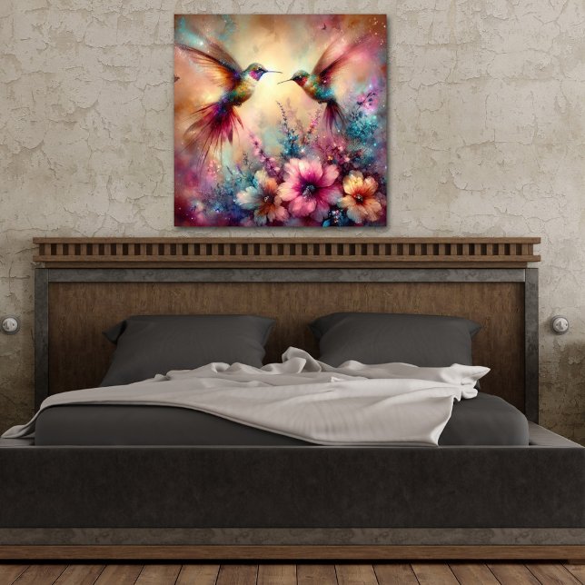 Farbenfrohe Vögel im Blumengarten Poster (Von Creator hochgeladen)