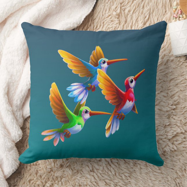 Farbenfrohe Vögel im Flug Kissen (Decke)