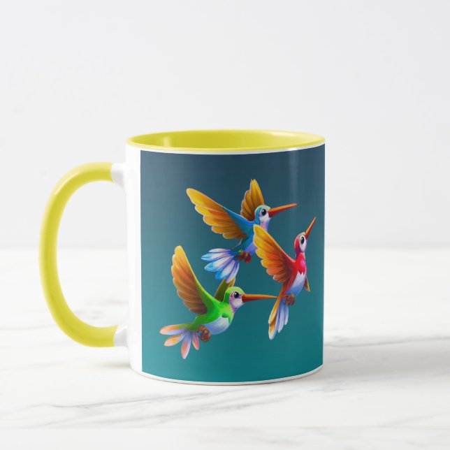 Farbenfrohe Vögel im Flug Tasse (Links)