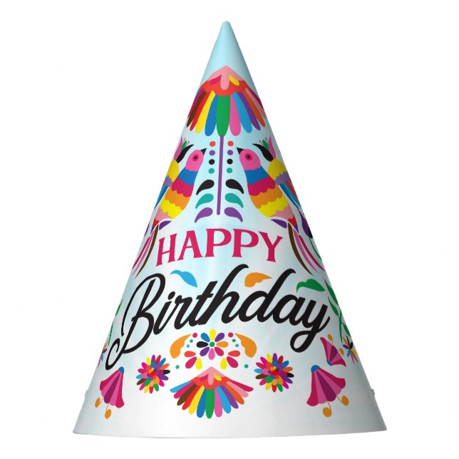 Farbenfrohe Vögel, mexikanisches Muster Partyhütchen (Vorderseite)