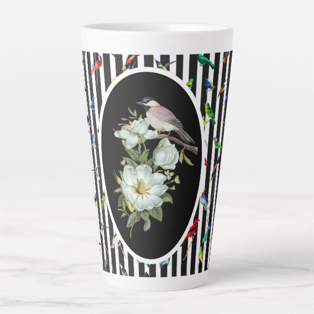 Farbenfrohe Vögel Milchtasse (Vorderseite)