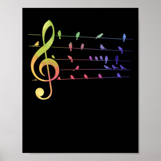 Farbenfrohe Vögel Musical Notes Music Teacher Poster