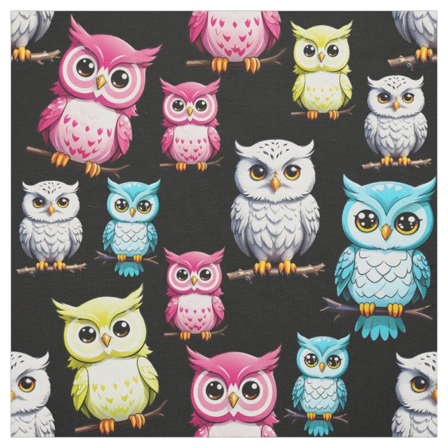 Farbenfrohe Vögel Schwarzes Hintergrundmuster Stoff (Muster)