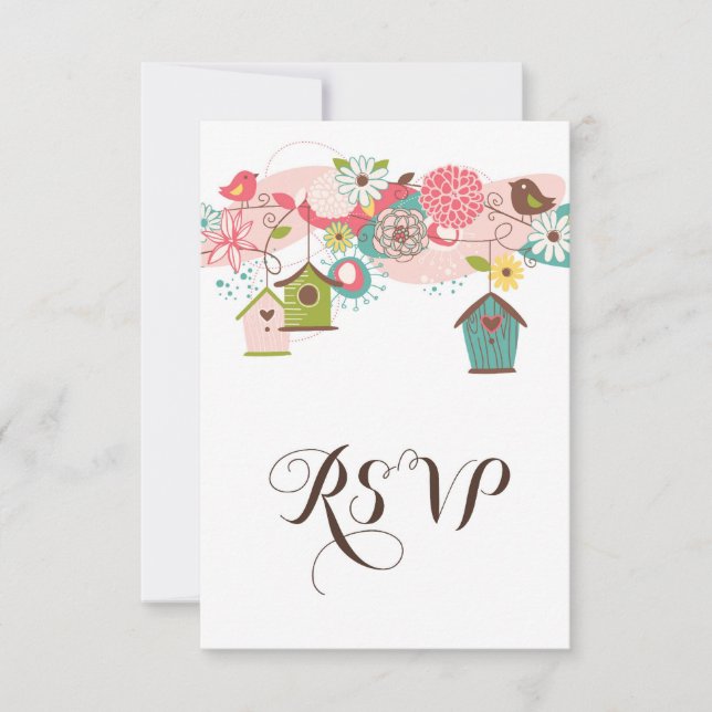 Farbenfrohe Vögel & Vogelhäuser UAWG Einladung (Vorderseite)