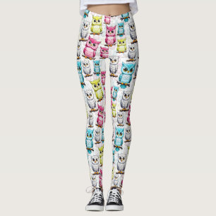 Farbenfrohe Vögel Weißes Hintergrundmuster Leggings