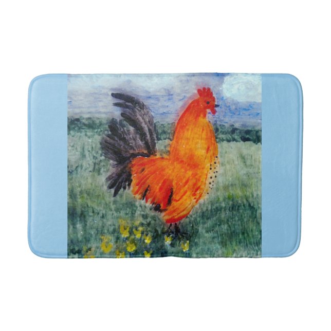 Farbenfrohe Vogelart-Hühnerrooster Badematte (Vorderseite)