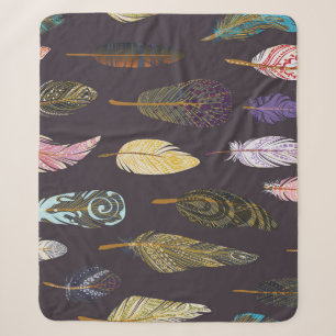 Farbenfrohe Vogelfedern Wasserfarbenmuster Sherpadecke