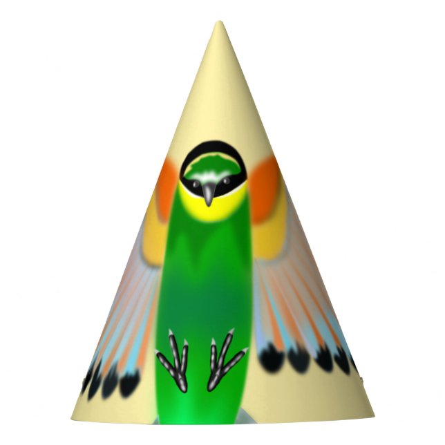 Farbenfrohe Vogelflüge Partyhütchen (Vorderseite)