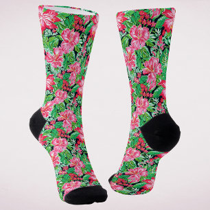 Farbenfrohe Vornehm-Tropische Weihnachtsblume Socken