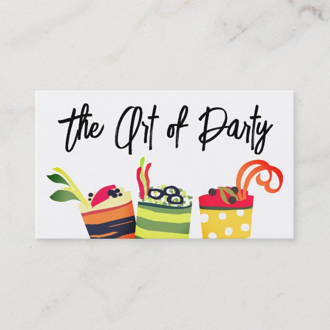 farbenfrohe Vorspeisen Koch Catering Visitenkarte. Visitenkarte (Vorderseite)