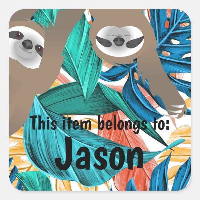 Farbenfrohe Wälder mit Namensschwellen Quadratischer Aufkleber (Vorderseite)