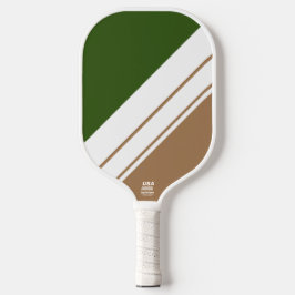 Farbenfrohe waldgrüne Mocha Weißes Racing Streifen Pickleball Schläger