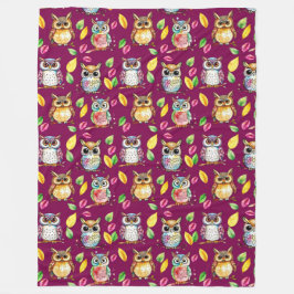 Farbenfrohe Waldhügel und Blätter Wasserfarbe Fleecedecke