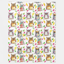 Farbenfrohe Waldhügel und Blätter Wasserfarbe Fleecedecke