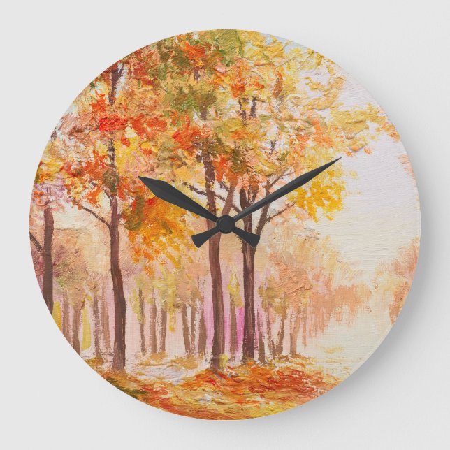 Farbenfrohe Waldlandschaft im Herbst Große Wanduhr (Vorderseite)