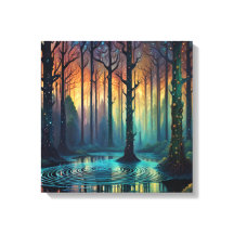 Farbenfrohe Waldlandschaft Moderne digitale Kunst