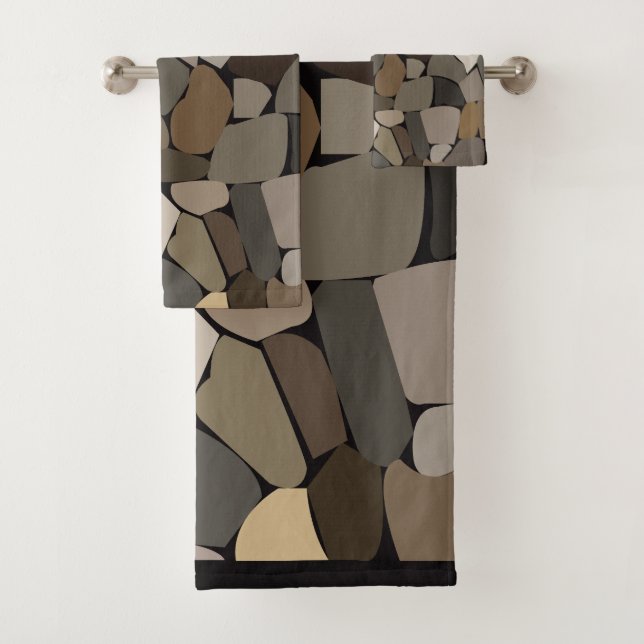 Farbenfrohe Wand Stones Muster Badhandtuch Set (Insitu)