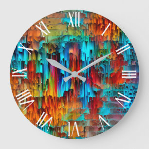 Farbenfrohe Wand - Traum Große Wanduhr