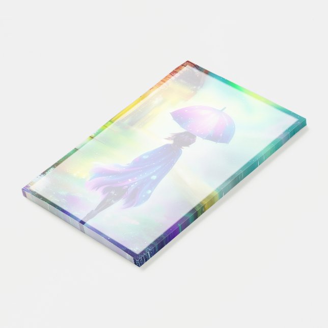 Farbenfrohe Wanderung im Regen Post-it Klebezettel (angewinkelt)