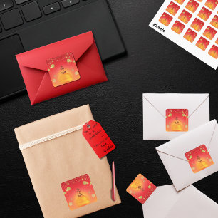 Farbenfrohe warme Töne "Die Zukunft ist hell" Sun  Quadratischer Aufkleber