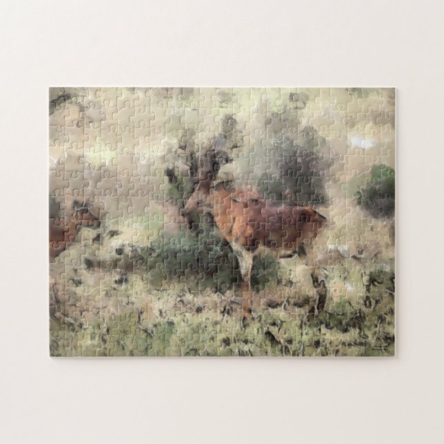 Farbenfrohe Wasserfarbe Abstrakt gestrichen Wilde  Puzzle (Horizontal)