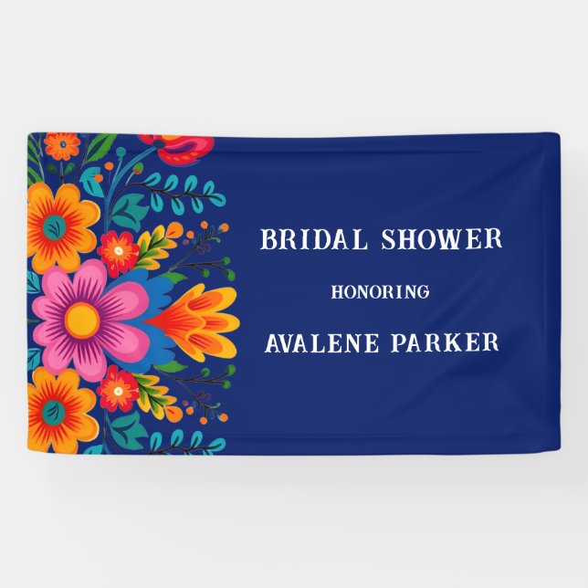 Farbenfrohe Wasserfarbe Blumengestein Brautparty Banner (Horizontal)