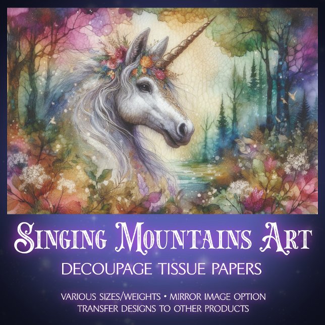 Farbenfrohe Wasserfarbe Einhornholz Holzdekoupage Seidenpapier (Von Creator hochgeladen)