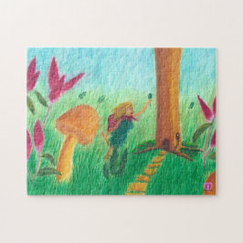 Farbenfrohe Wasserfarbe Fee Segen ein Baum Zuhause Puzzle