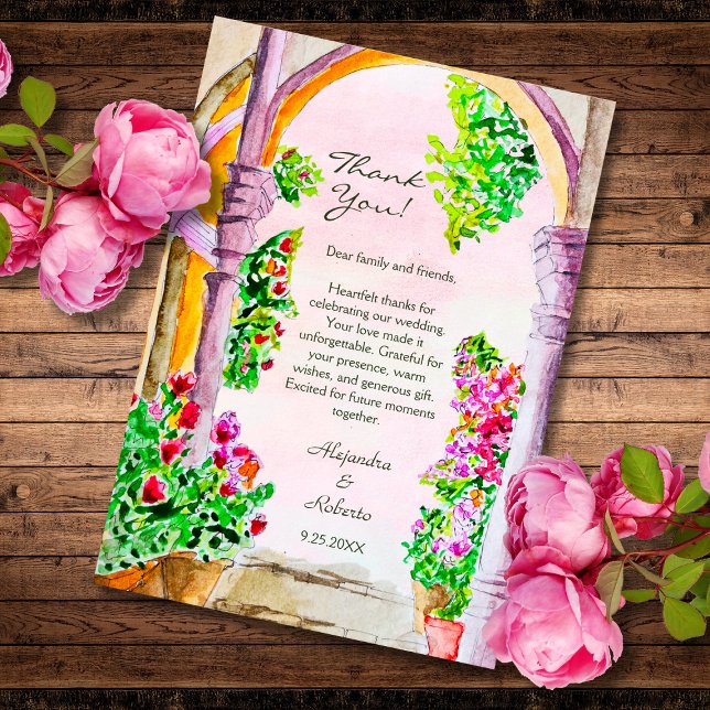 Farbenfrohe Wasserfarbe Florentiner Altstadt Mexik Dankeskarte (Von Creator hochgeladen)