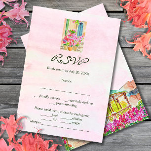 Farbenfrohe Wasserfarbe Florentiner Altstadt Mexik RSVP Karte