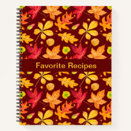 Farbenfrohe Wasserfarbe Herbst Blätter Rezept Notizbuch