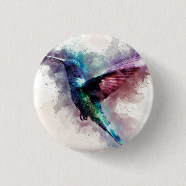 Farbenfrohe Wasserfarbe Hummingbird  Button