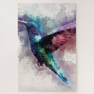 Farbenfrohe Wasserfarbe Hummingbird Puzzle