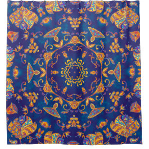 Farbenfrohe Wasserfarbe Kaleidoskop mandala. Orien Duschvorhang