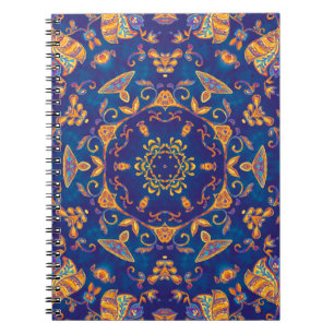 Farbenfrohe Wasserfarbe Kaleidoskop mandala. Orien Notizblock