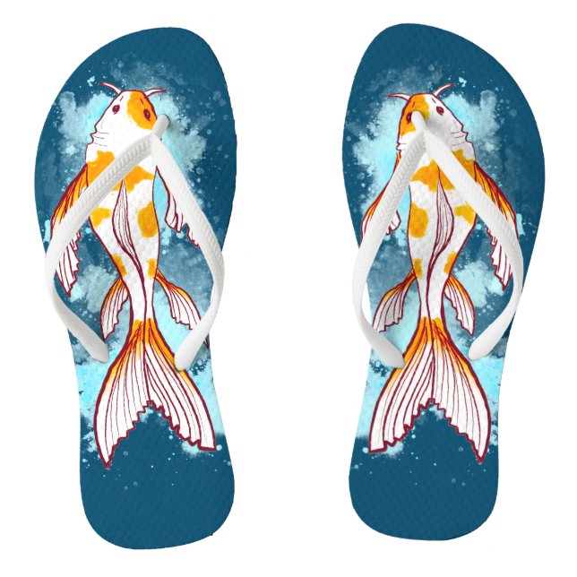 Farbenfrohe Wasserfarbe Koi Flip Flops (Fußbett)