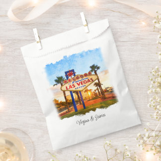 Farbenfrohe Wasserfarbe Las Vegas Zeichenhochzeit Geschenktütchen