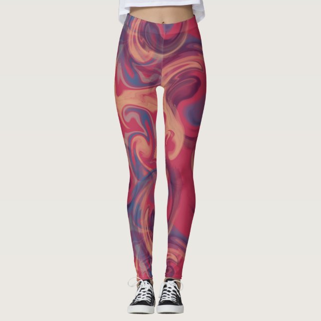 Farbenfrohe Wasserfarbe Leggings (Vorderseite)