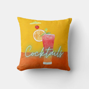 Farbenfrohe Wasserfarbe & Neontropische Cocktails Kissen