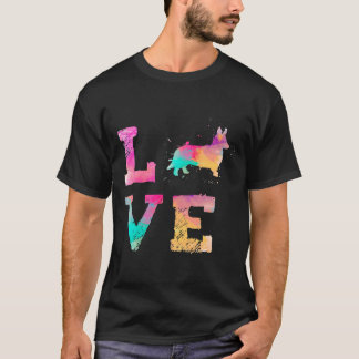 Farbenfrohe Wasserfarbe Paint Cardigan Welsh Corgi T-Shirt