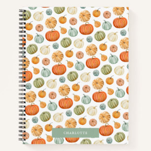 Farbenfrohe Wasserfarbe Pumpkins SpiralNotebook Notizbuch