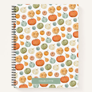 Farbenfrohe Wasserfarbe Pumpkins SpiralNotebook Notizbuch