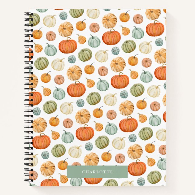 Farbenfrohe Wasserfarbe Pumpkins SpiralNotebook Notizbuch (Vorderseite)