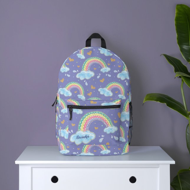 Farbenfrohe Wasserfarbe Regenbogen Confetti Lila Bedruckter Rucksack (Colorful Watercolor Rainbow Confetti Purple Printed Backpack)